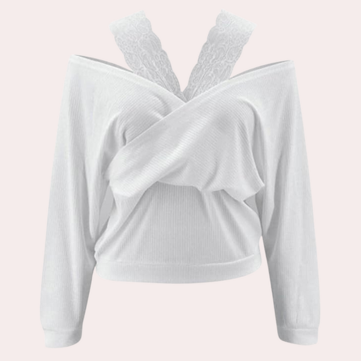 DARCY - Eleganter Pullover Mit Spitzenriemen Für Damen