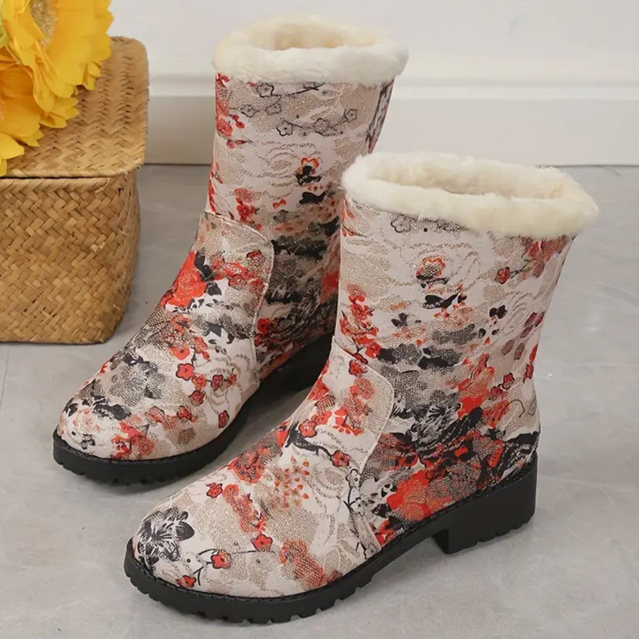 BRIELLA - Modische Blumen Schneestiefel für Damen