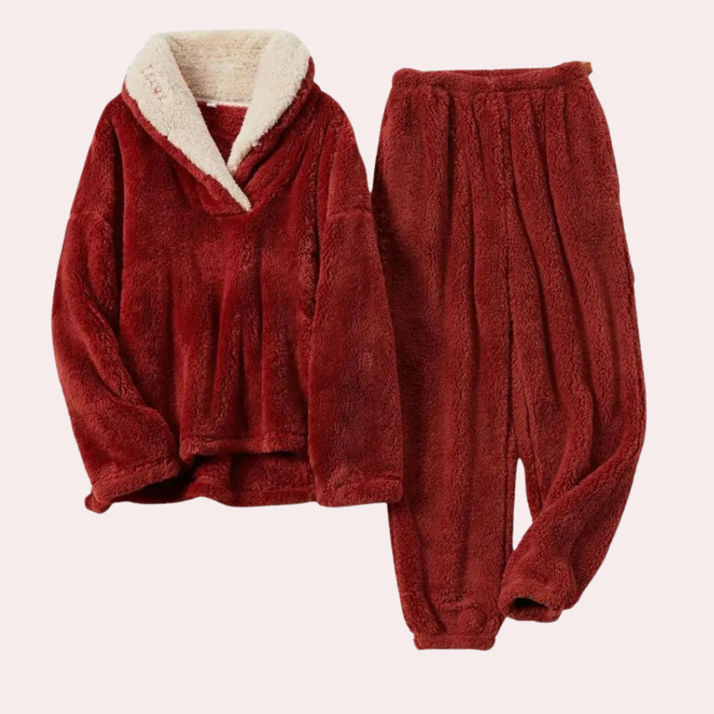 Bequemes und flauschiges Damen-Pyjama-Set