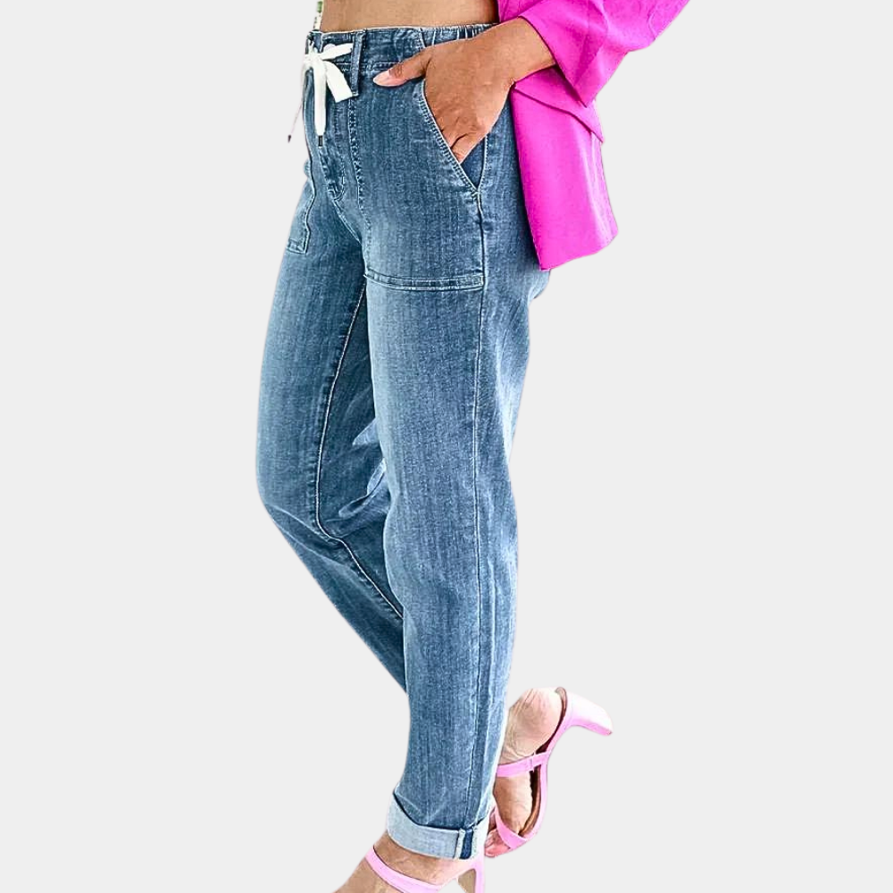 Hochtaillierte Hose mit Kordelzug für Damen