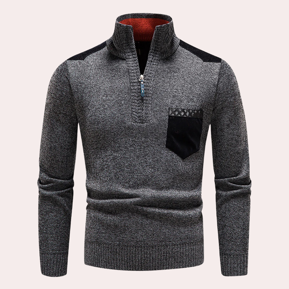 Stylischer Pullover mit halbem Reißverschluss für Herren