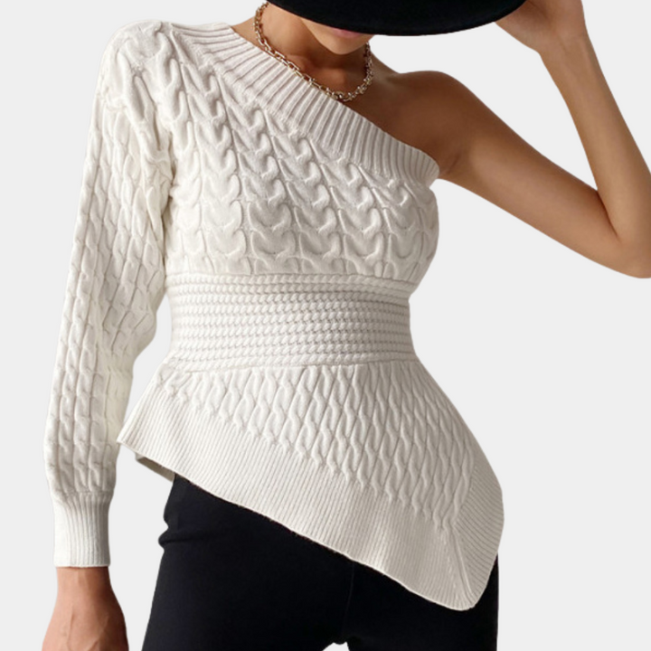 Trendiger One-Shoulder-Strickpullover für Damen