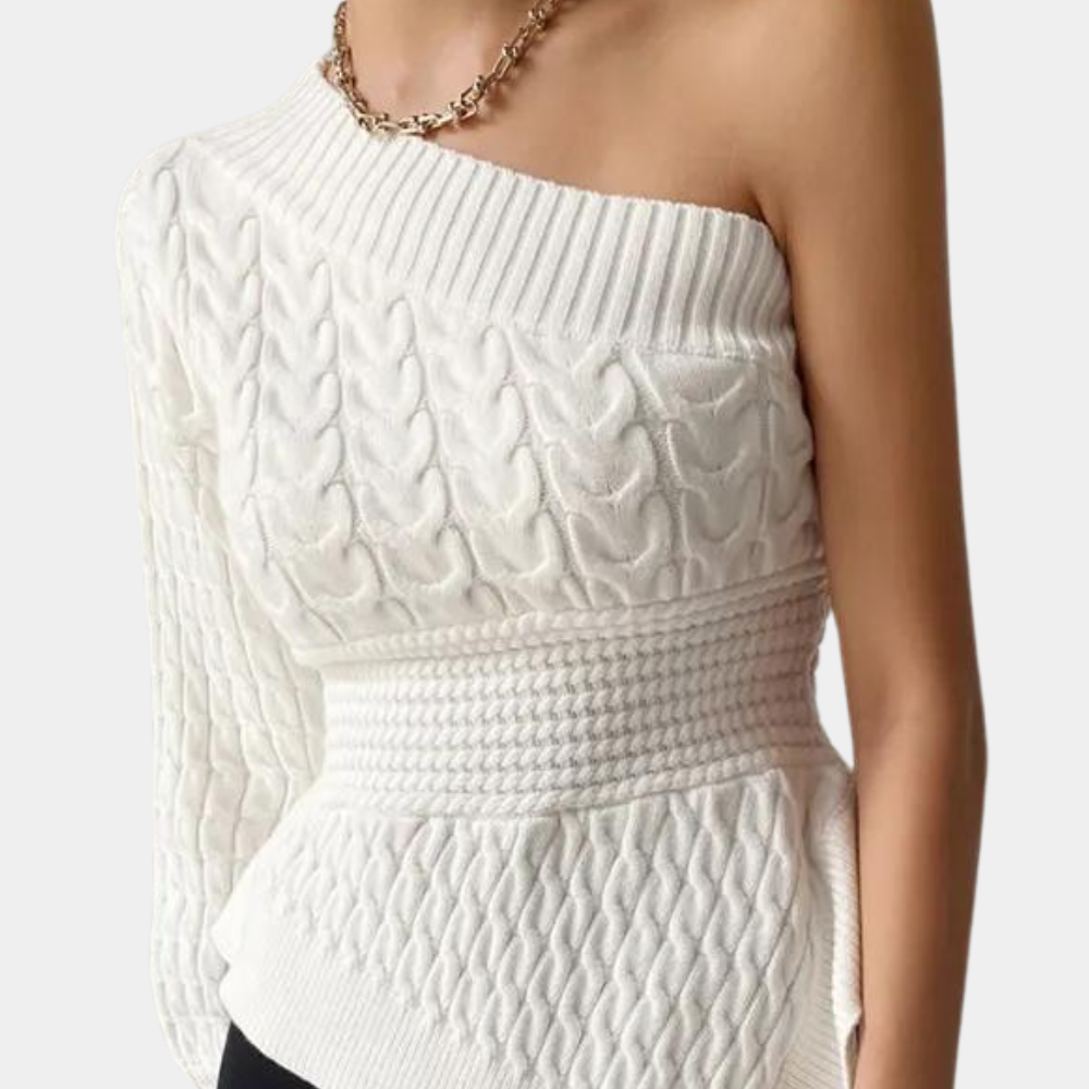 Trendiger One-Shoulder-Strickpullover für Damen