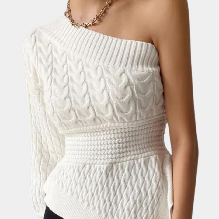 Trendiger One-Shoulder-Strickpullover für Damen