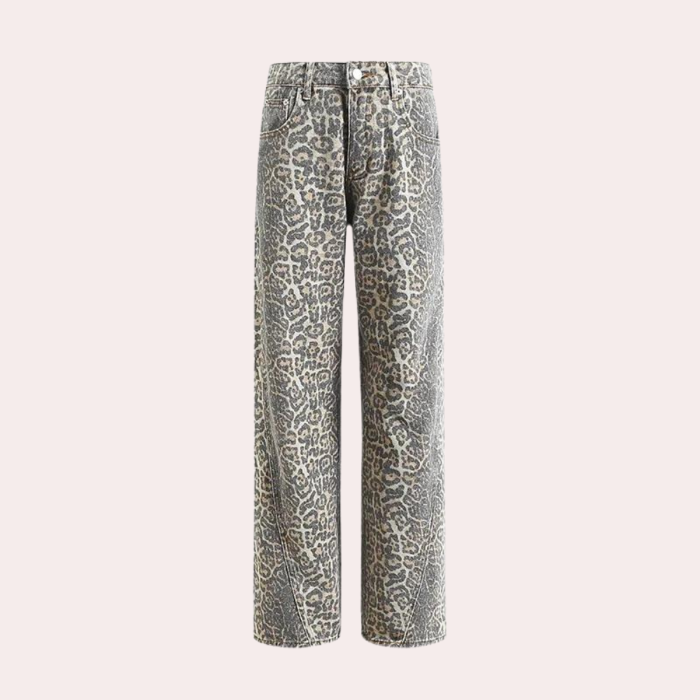 Bequeme Damenjeans mit Leopardenmuster