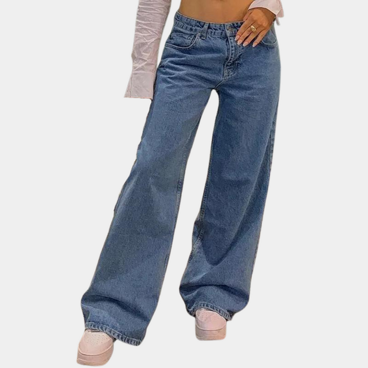 Niedrige Taille und weite Damenjeans