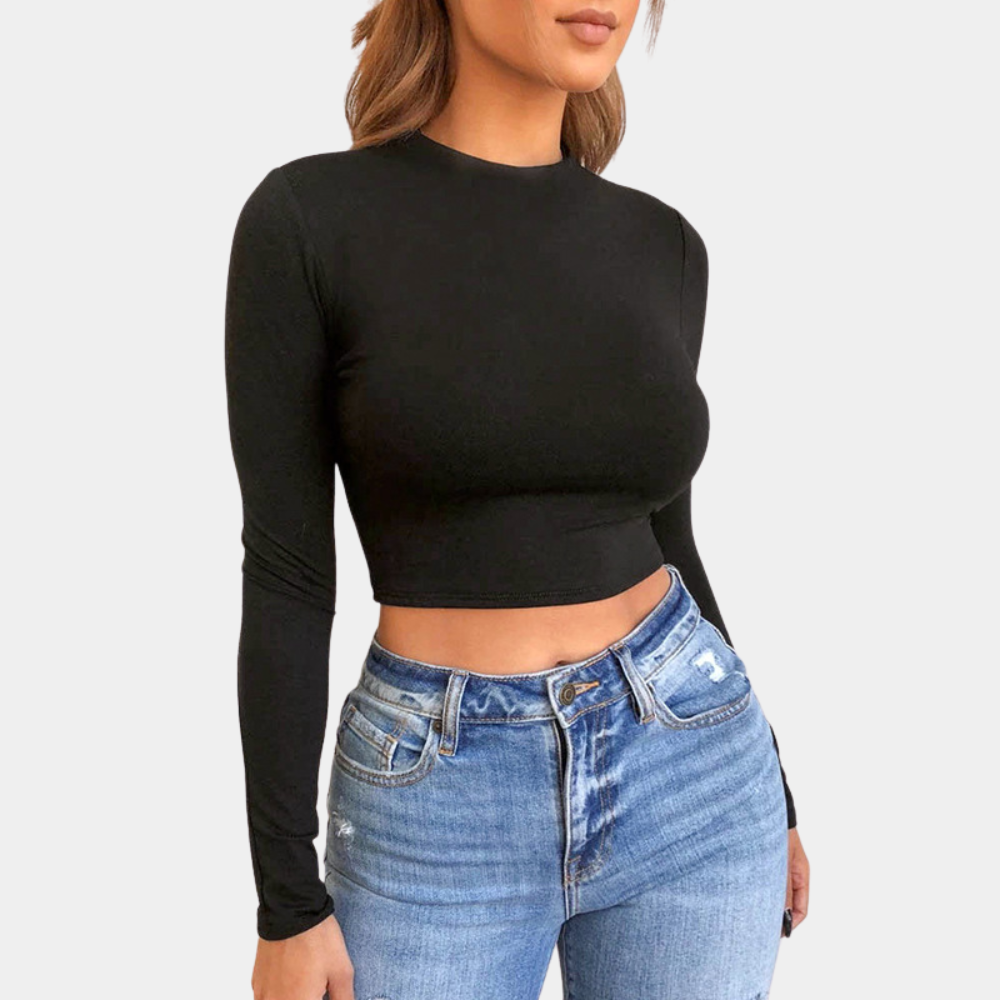 Langärmeliges Crop Top für Damen