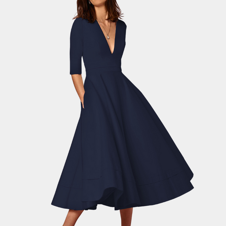 Elegantes Damen-Kleid mit V-Ausschnitt