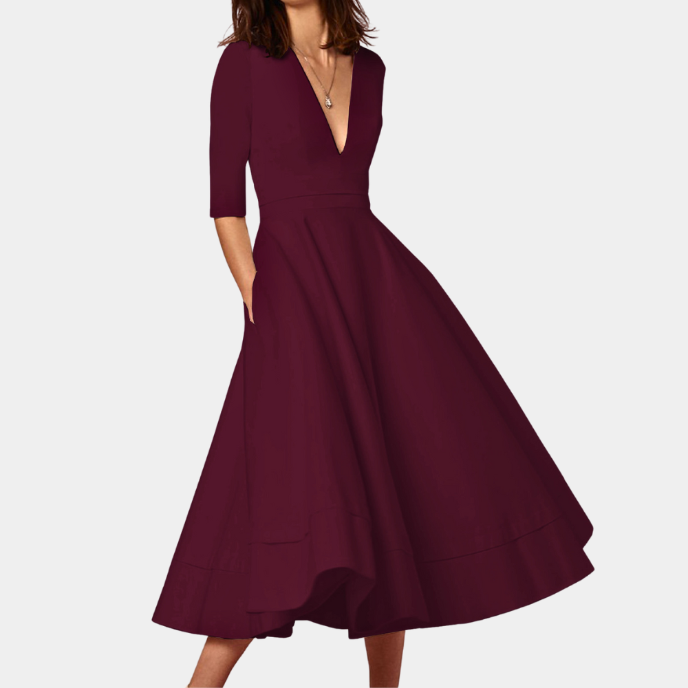 Elegantes Damen-Kleid mit V-Ausschnitt