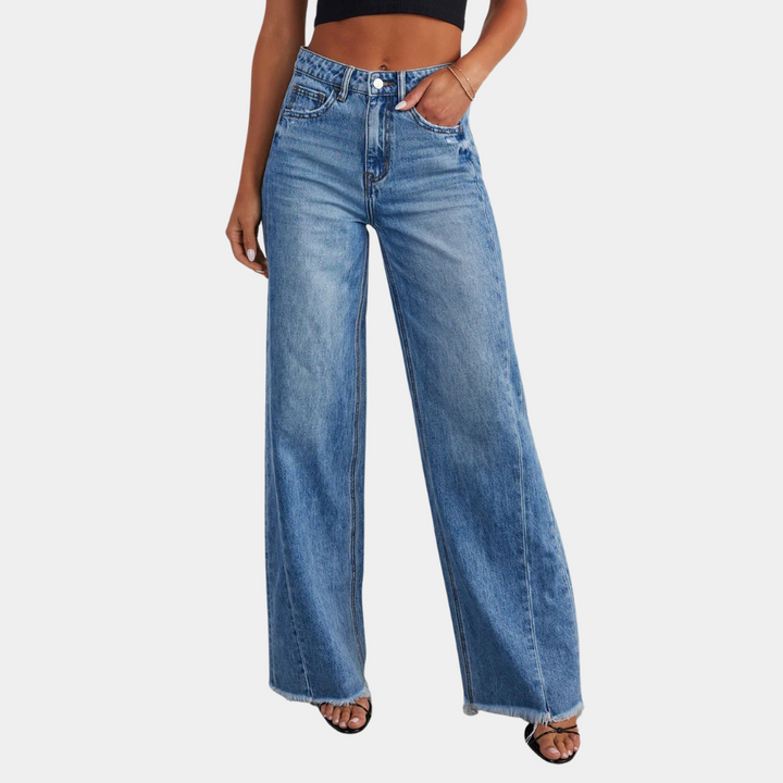 Lässige Damenjeans mit hoher Taille