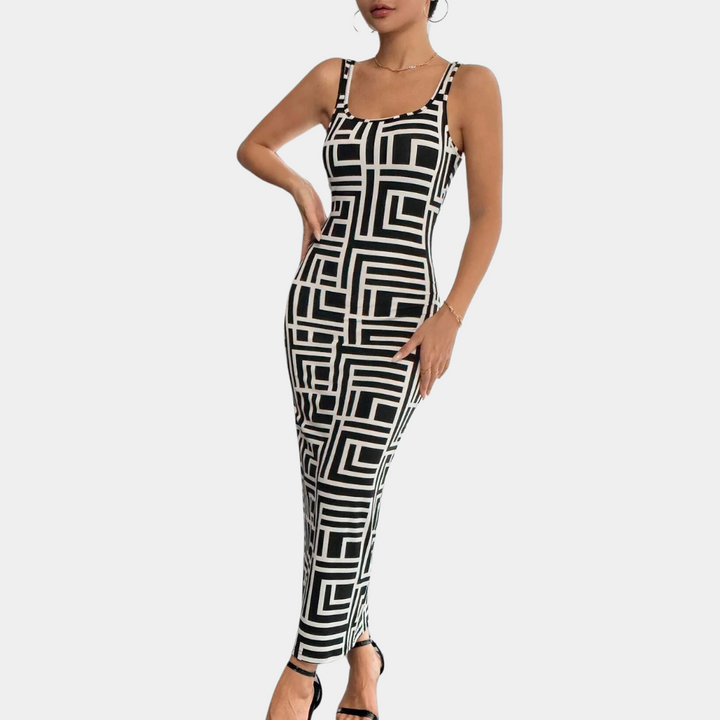 Elsa - Ärmelloses Bodycon-Kleid mit geometrischem Muster für Damen