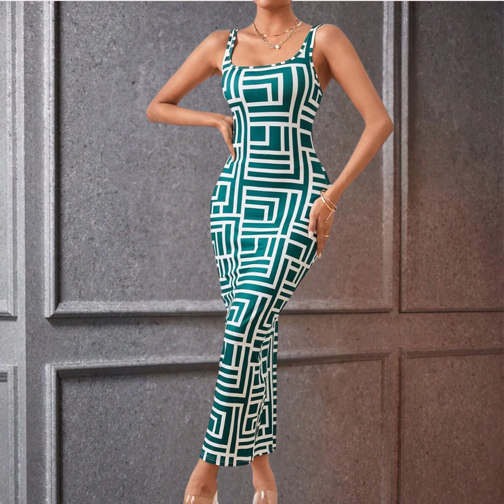 Elsa - Ärmelloses Bodycon-Kleid mit geometrischem Muster für Damen