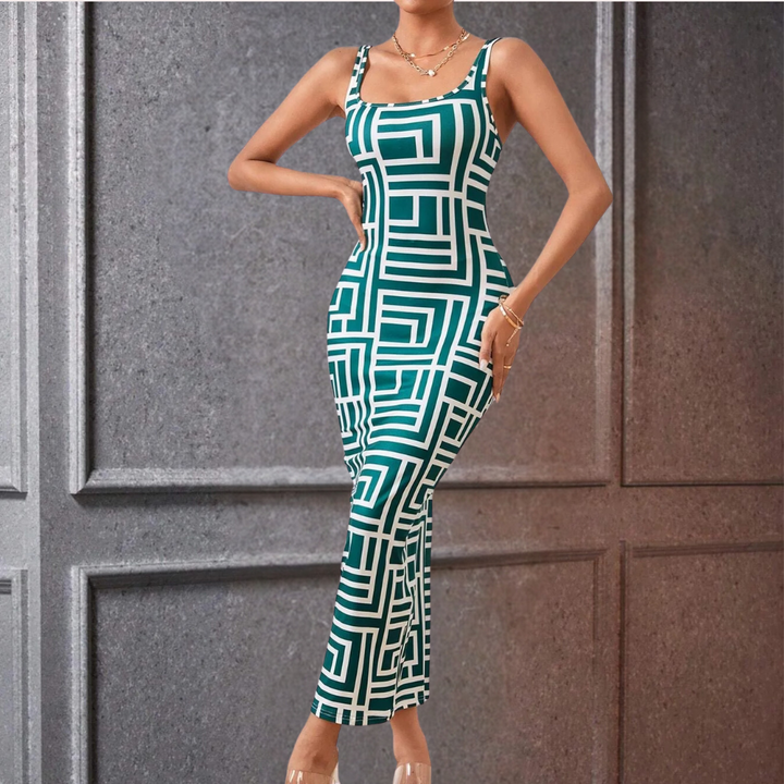 Elsa - Ärmelloses Bodycon-Kleid mit geometrischem Muster für Damen