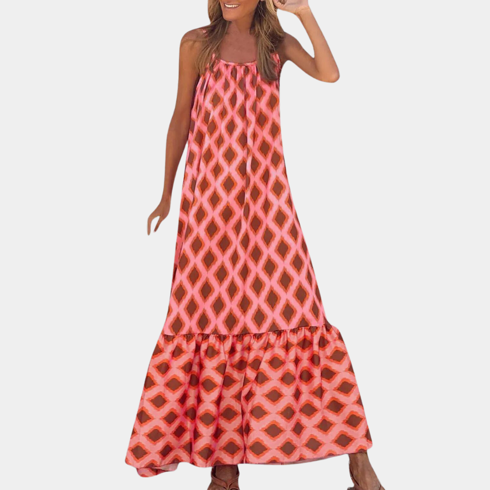 Kaya - Geometrisches Muster Maxi-Kleid für Damen