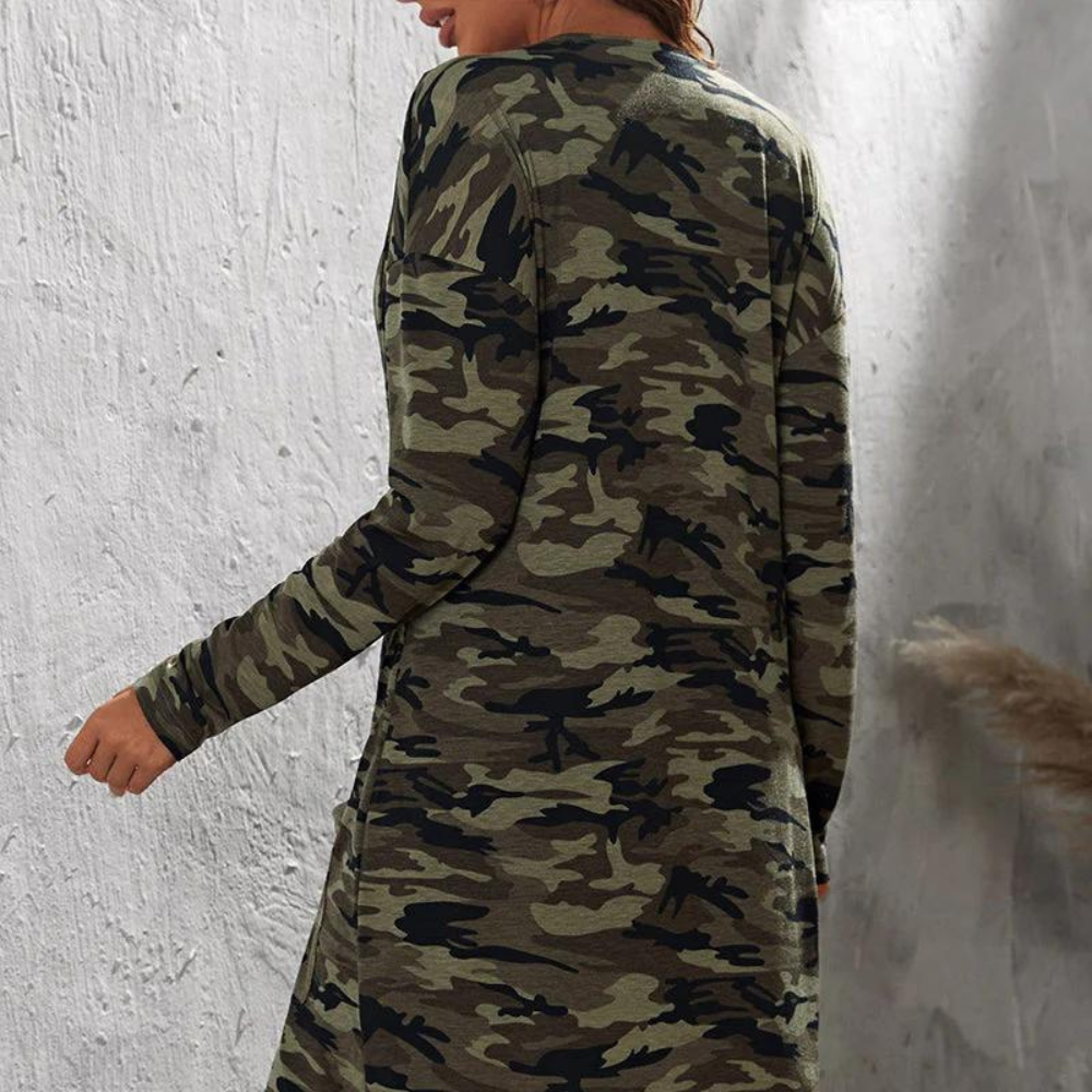 Prisca - Lange Jacke in schickem Camouflage für Damen