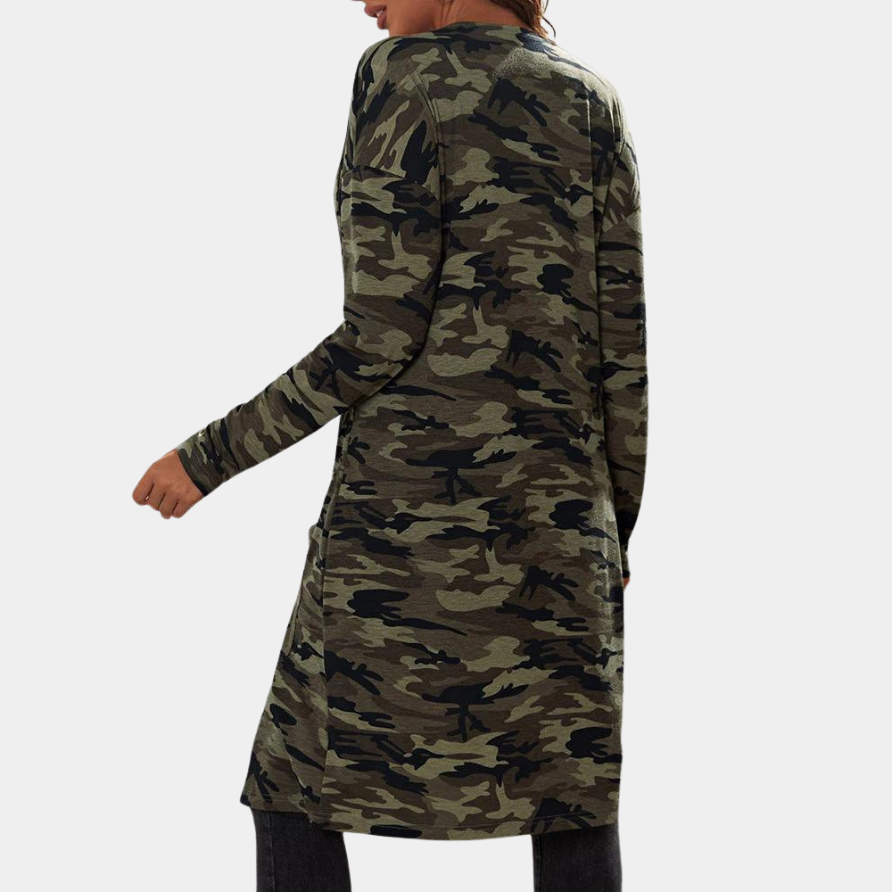 Prisca - Lange Jacke in schickem Camouflage für Damen