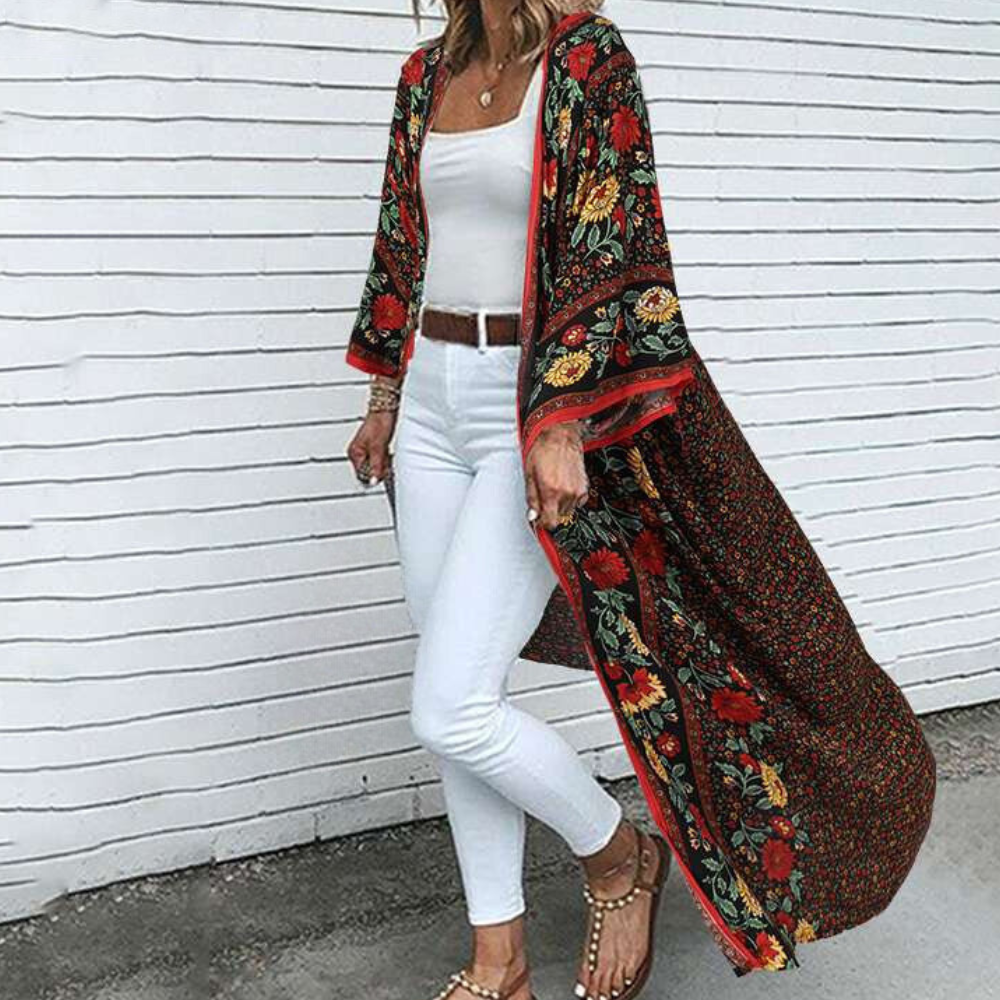 Courtney - Florale Freiheit Bohemian Langarm-Cardigan