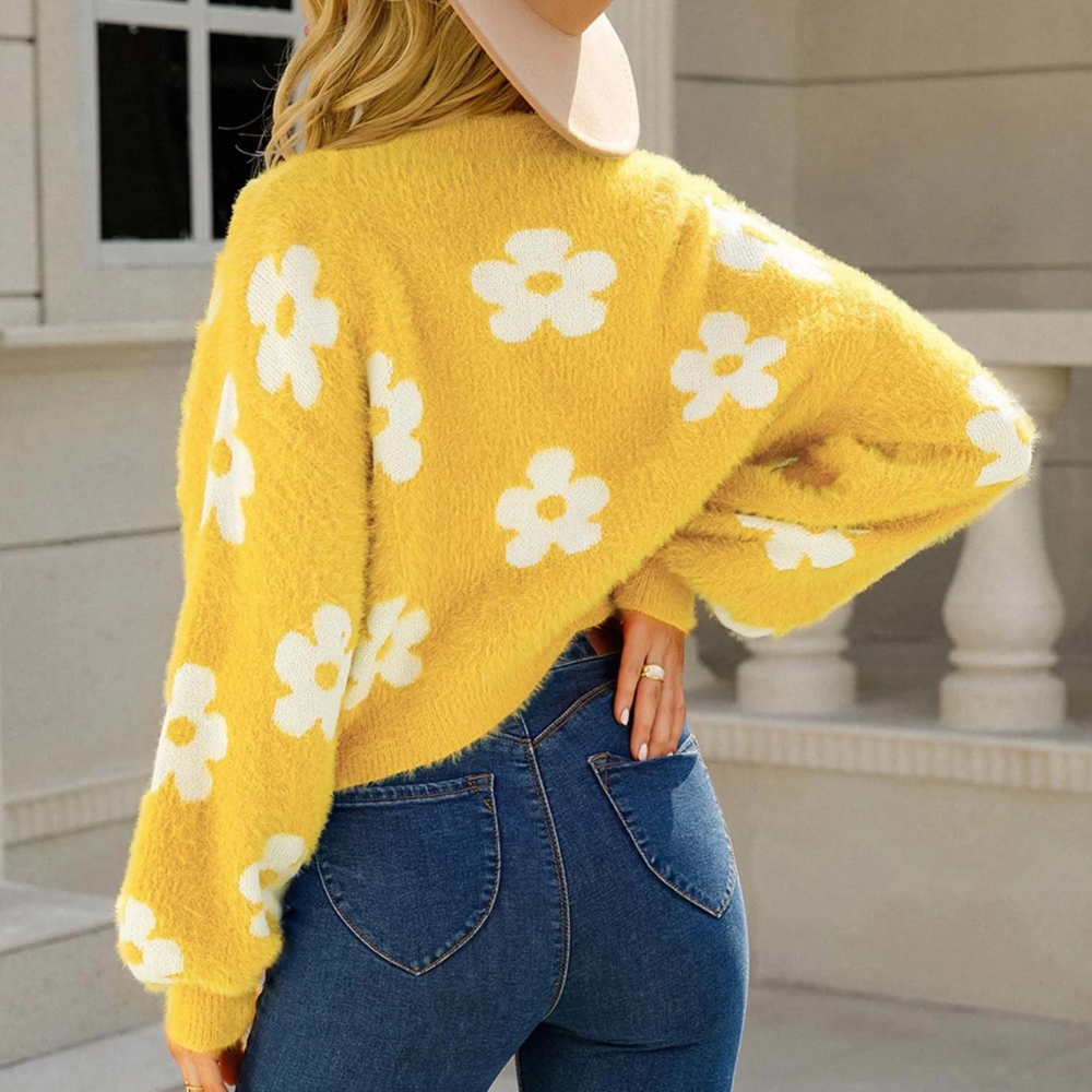 Gaspara - Strahlender Floral-Kuschel-Cardigan für Damen