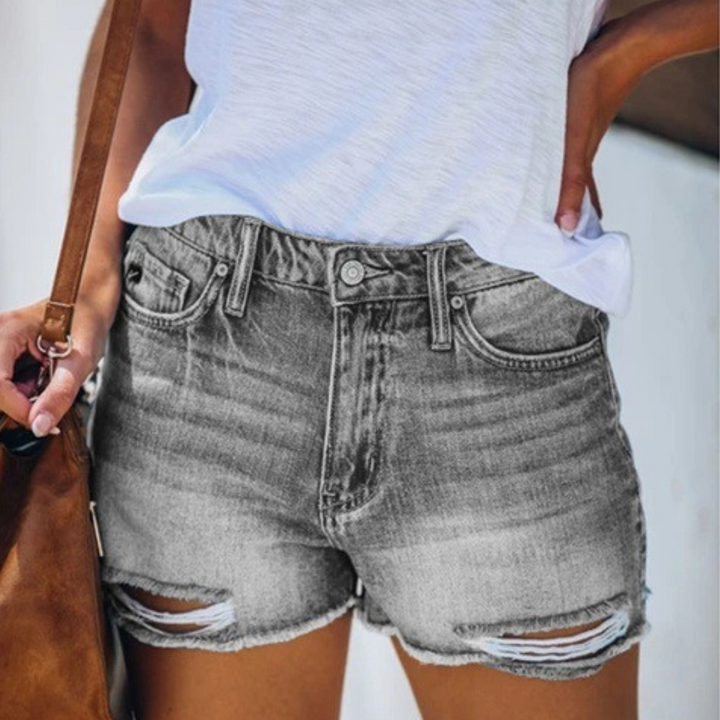 Violaine - Modische Damen-Shorts aus Denim mit Rissen und Fransen