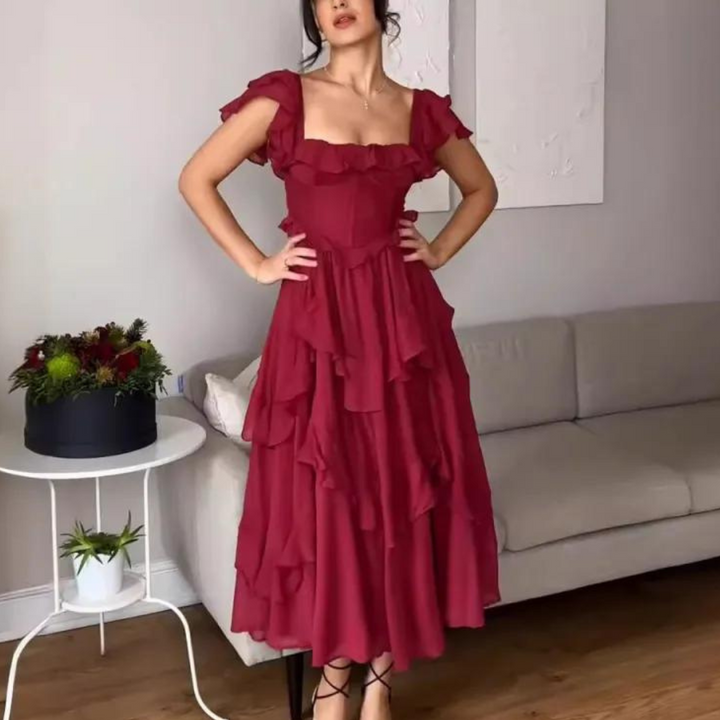 Ula - Romantisches Rüschen-Lagenkleid für Damen