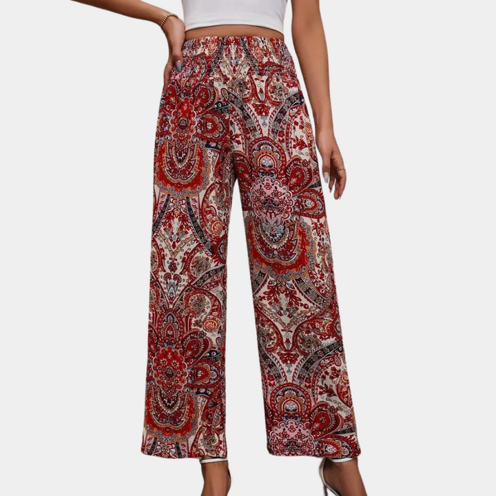 Reina - Boho Weite Damenhose mit Schrägen Taschen