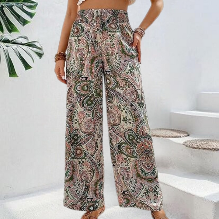 Reina - Boho Weite Damenhose mit Schrägen Taschen