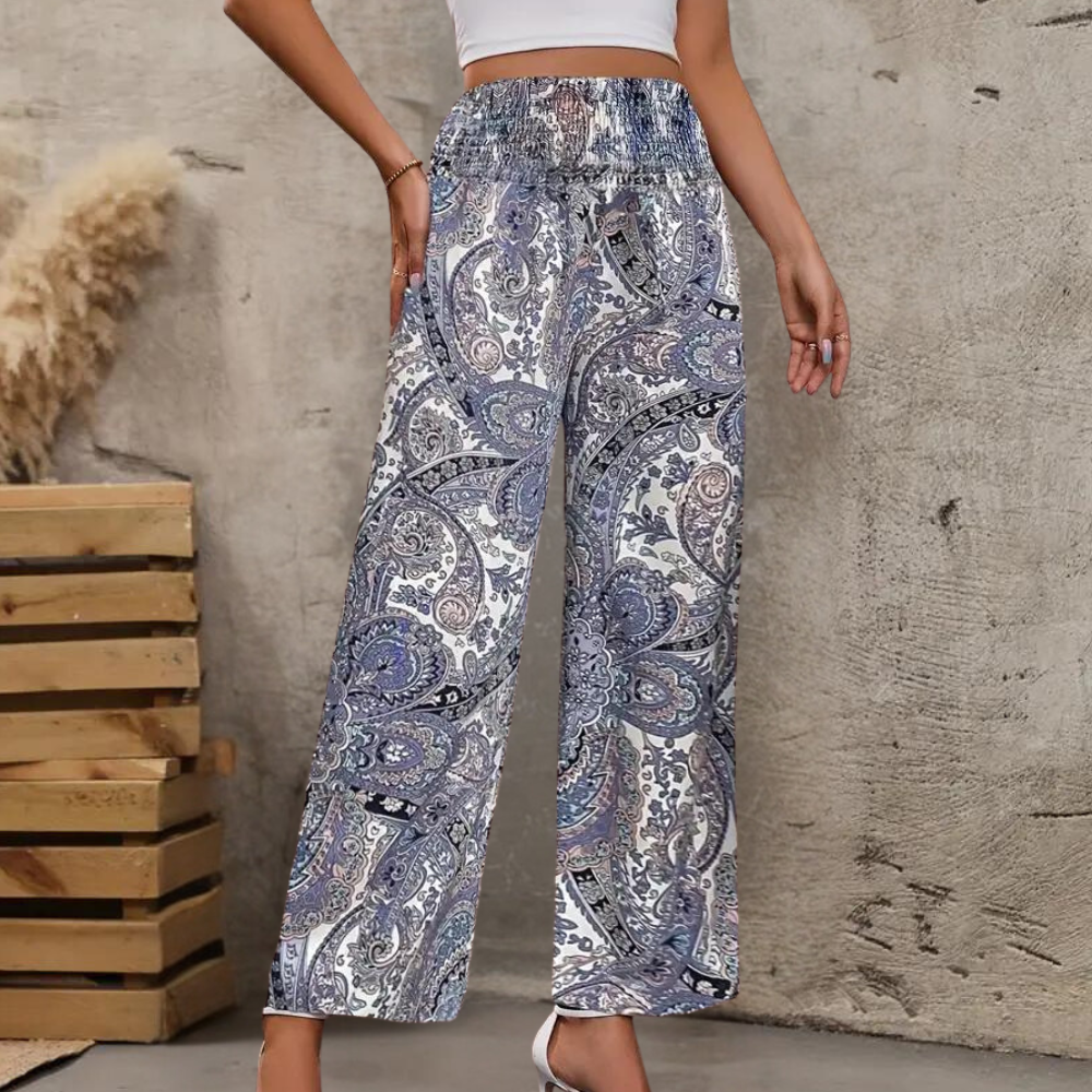 Reina - Boho Weite Damenhose mit Schrägen Taschen