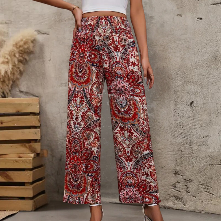 Reina - Boho Weite Damenhose mit Schrägen Taschen