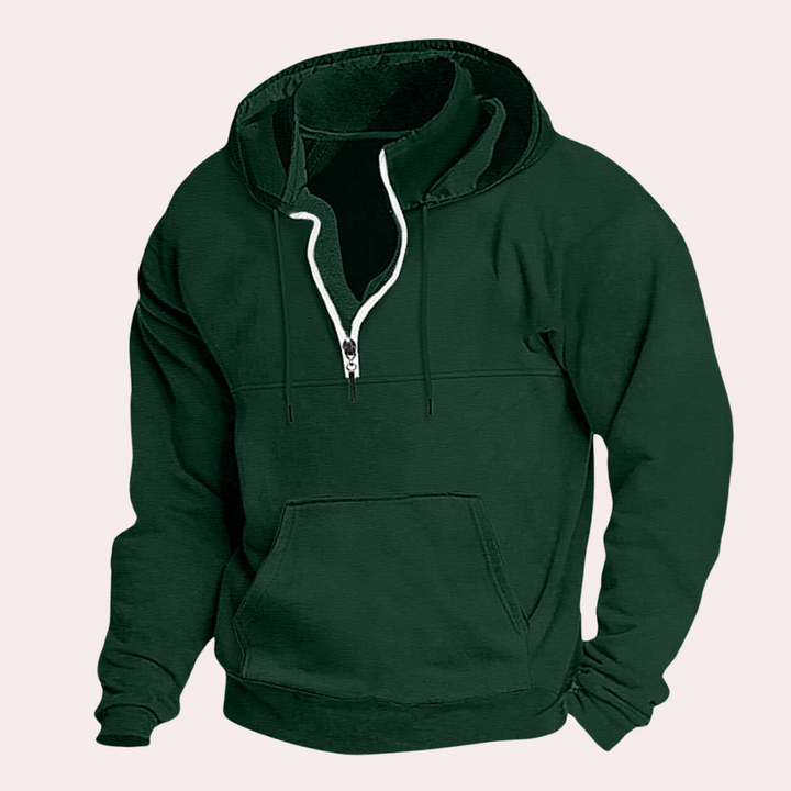 Wolfgang – Bequemer Herren-Hoodie mit halbem Reißverschluss