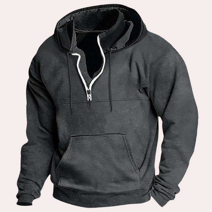 Wolfgang – Bequemer Herren-Hoodie mit halbem Reißverschluss