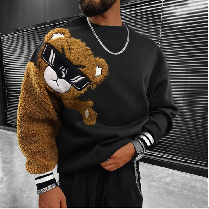 Bernd – Herren-Sweatshirt mit Cartoon-Bär-Stickerei