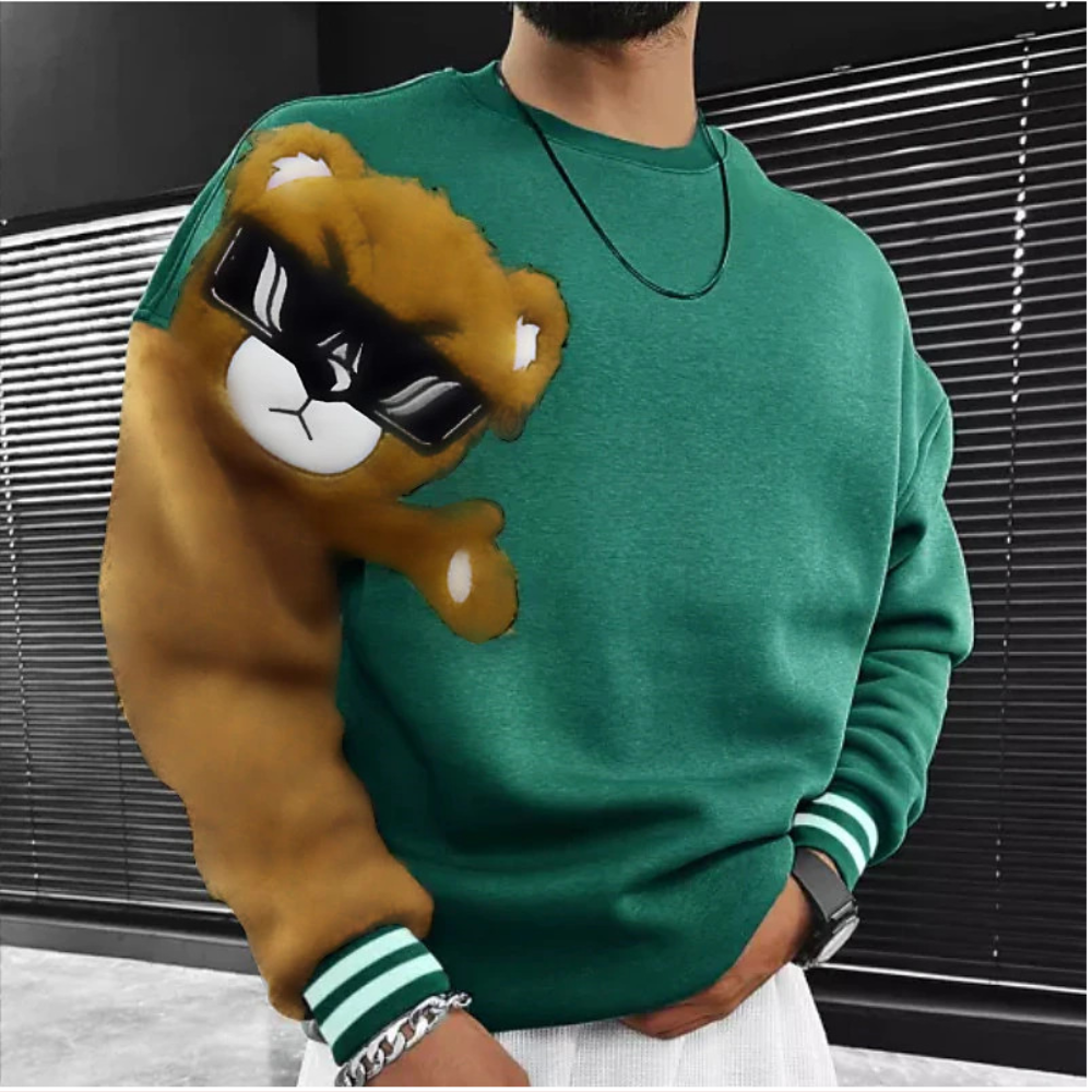 Bernd – Herren-Sweatshirt mit Cartoon-Bär-Stickerei