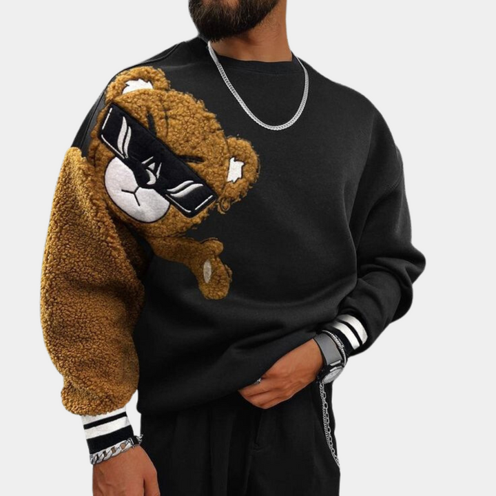 Bernd – Herren-Sweatshirt mit Cartoon-Bär-Stickerei