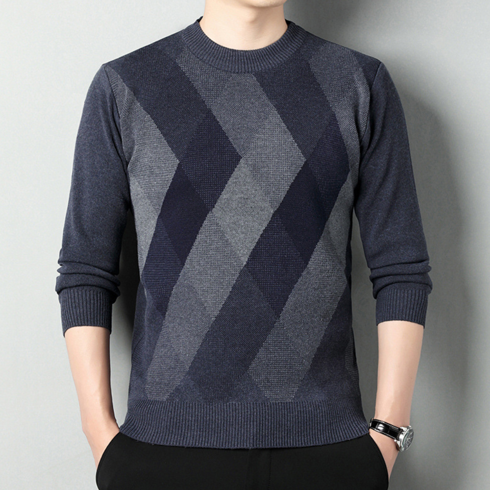 Flaviu - Moderner Herrenstrickpullover mit geometrischem Muster