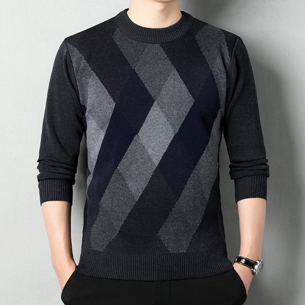 Flaviu - Moderner Herrenstrickpullover mit geometrischem Muster