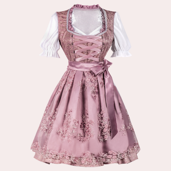 Miren - Oktoberfest Kleid mit Blumenverzierung für Damen