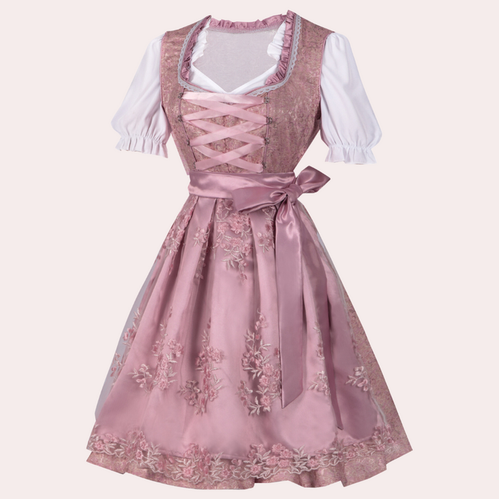 Miren - Oktoberfest Kleid mit Blumenverzierung für Damen