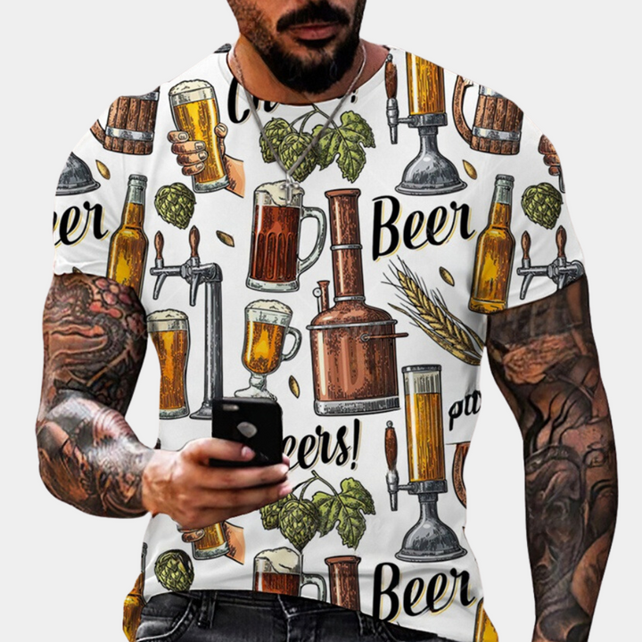 Nikos - Lässiges und bedrucktes Oktoberfest-T-Shirt für Herren