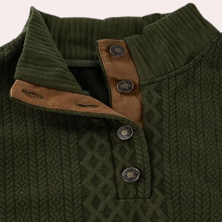 Derrall - Trendiger Herrenpullover mit Kragenknöpfen