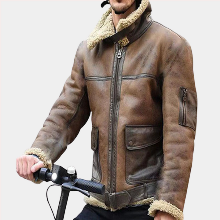 Erno - Klassische warme Bikerjacke für Herren