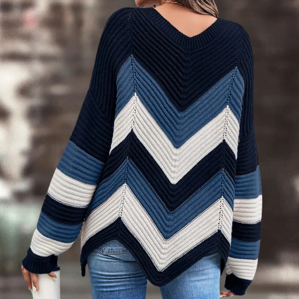 Cybele - Damen Pullover mit modischem Wellenmuster