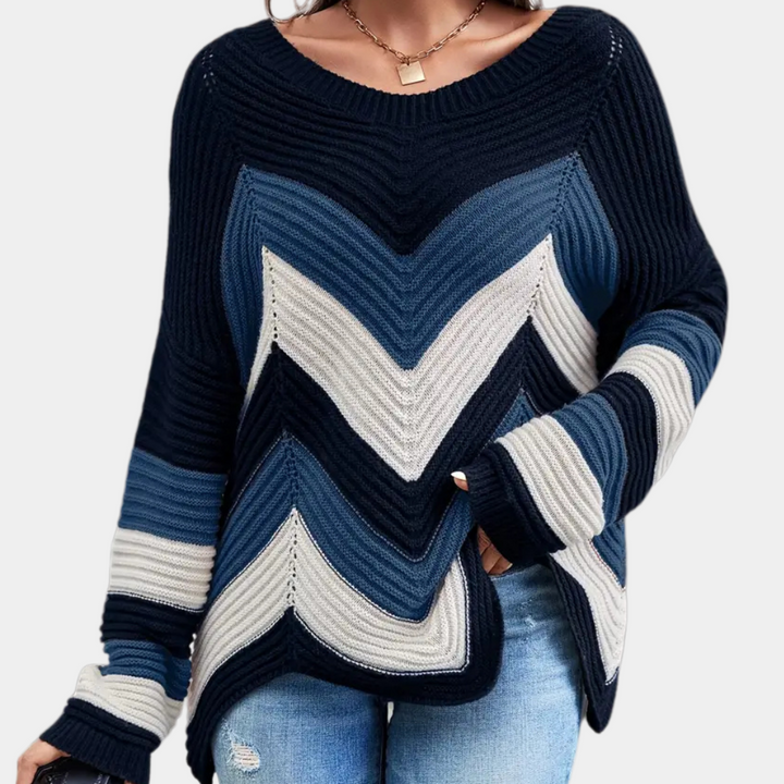 Cybele - Damen Pullover mit modischem Wellenmuster