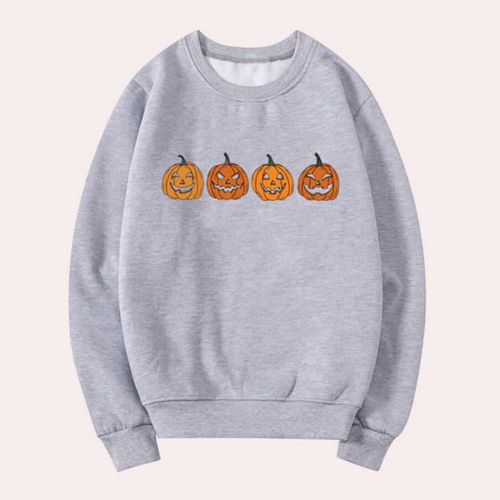 Afra - Halloween-Kürbis-Pullover für Damen