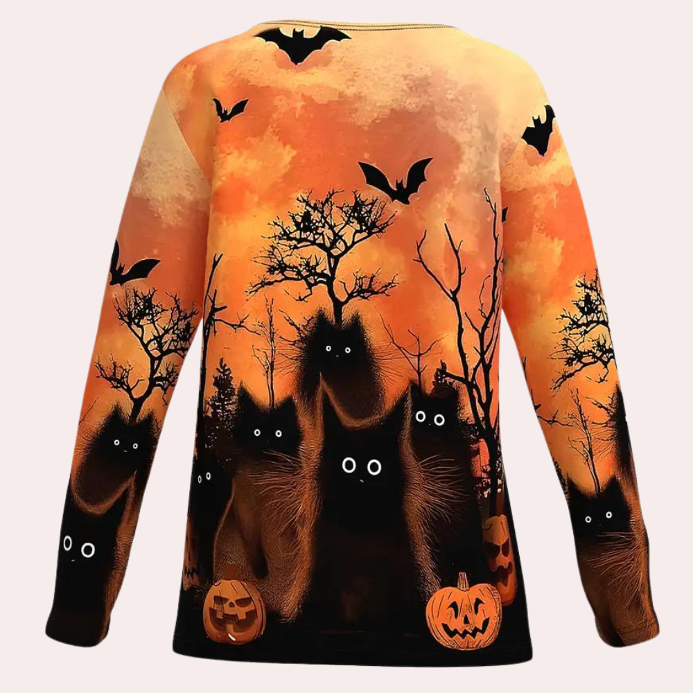 Rella - Halloween-T-Shirt mit Katzenmotiv für Damen