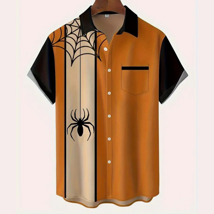 Sandis - Herren-Halloween-Shirt mit Spinnennetz-Motiv