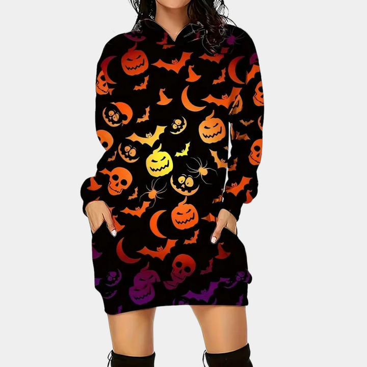 Zsusanna - Halloween-Pulloverkleid für Damen mit Kapuze