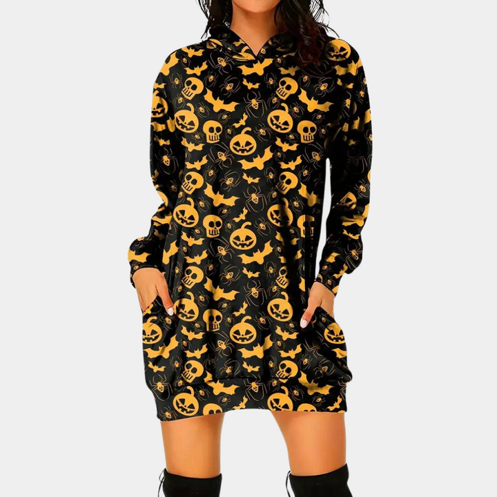 Csilla - Halloween-Minikleid mit Kapuze für Damen