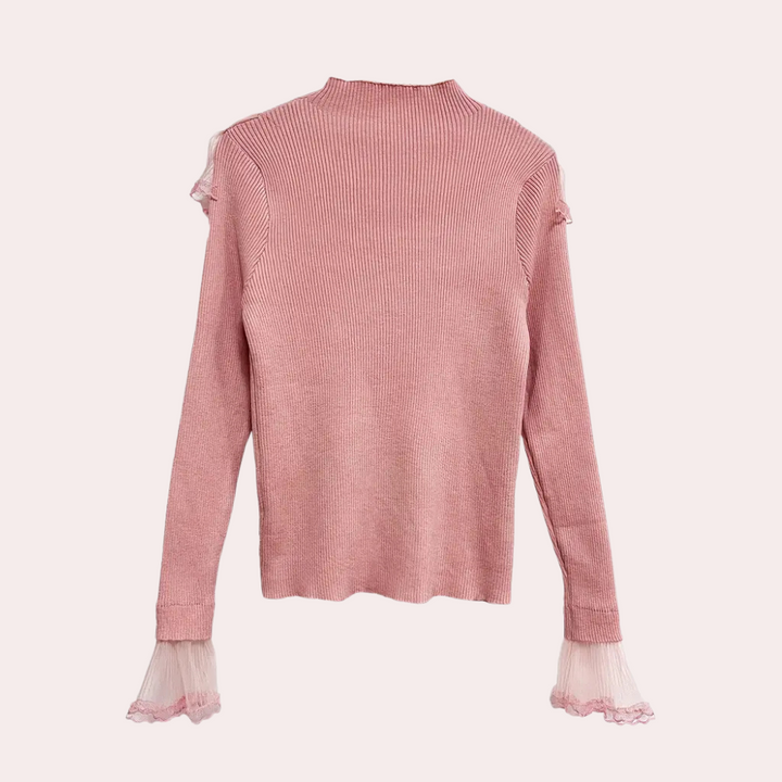 KATRESA - Feminin geschnittener Pullover mit Spitzenrüsche für Damen