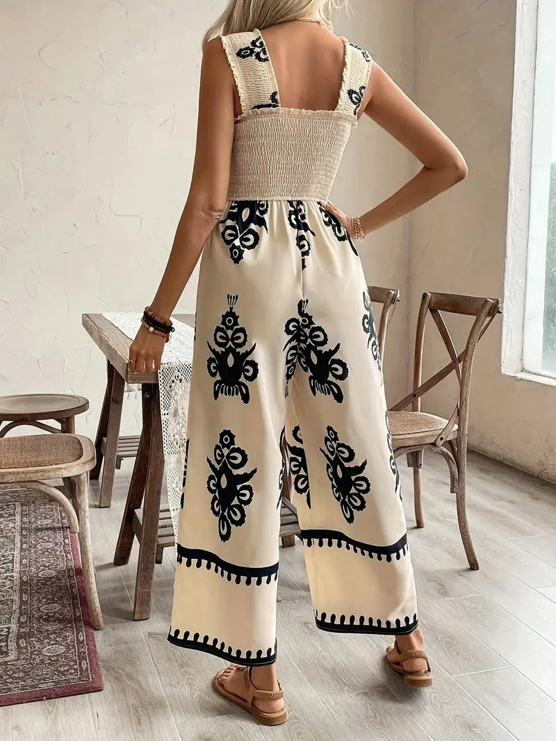 Jumpsuit im Boho-Stil mit weitem Bein