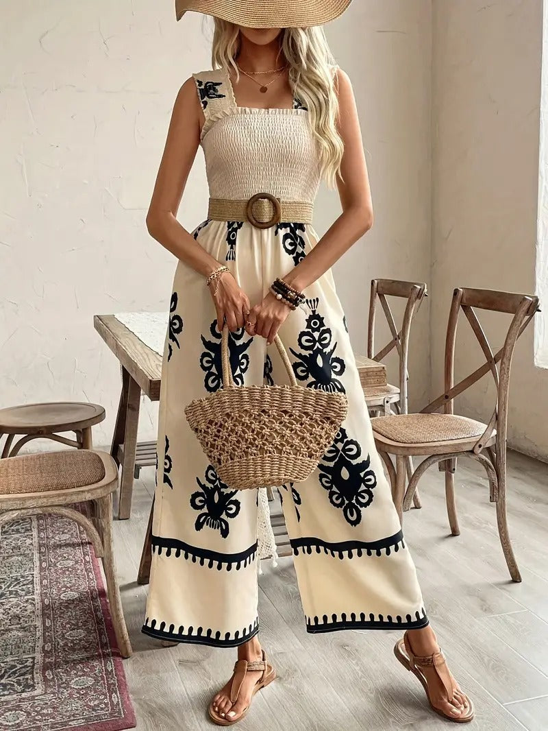 Jumpsuit im Boho-Stil mit weitem Bein